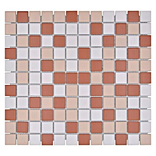 Mosaikfliese Quadrat Mix BM 600 (33 x 30,2 cm, Braun/Weiß, Matt)