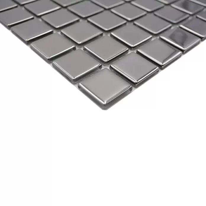 Mosaikfliese Quadrat Crystal CM 4SB2 - 32,7 x 30,2 cm, Silber, Glänzend - Detailaufnahme