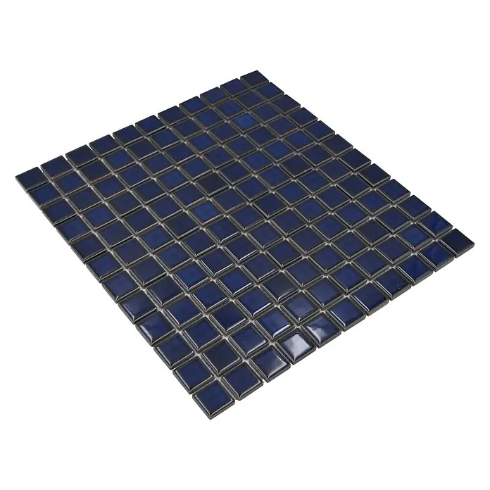 Mosaikfliese Quadrat Uni M 451 - 32,6 x 30 cm, Kobaltblau, Glänzend - Quadratische blaue Keramikmosaikfliese, ideal für die Gestaltung von Badezimmern und Küchen mit ihrem glänzenden Finish.