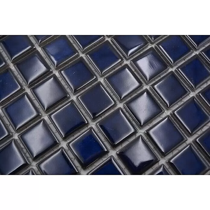 Mosaikfliese Quadrat Uni M 451 - 32,6 x 30 cm, Kobaltblau, Glänzend - Detailaufnahme