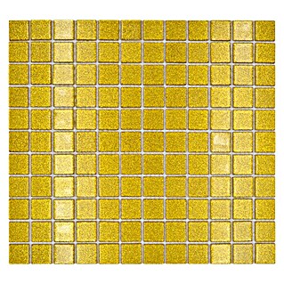 Mozaïektegel vierkant glas Uni CM 4GO5 (32,7 x 30,2 cm, Goud, Glanzend)