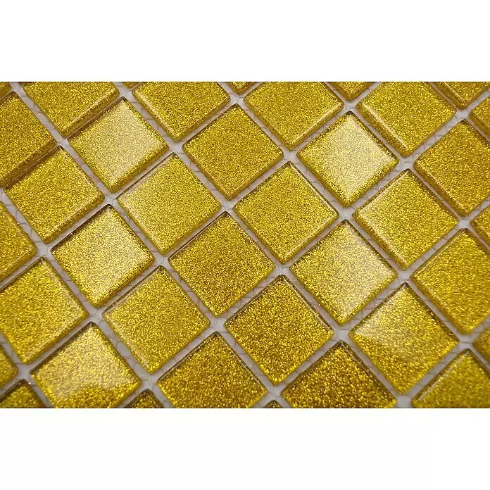 Mosaikfliese Quadrat Crystal Uni CM 4GO5 - 32,7 x 30,2 cm, Gold, Glänzend - Detailaufnahme