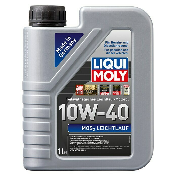 Liqui Moly Leichtlaufmotorenöl MoS2 10W-4010W-40, A3, 1 l Front View