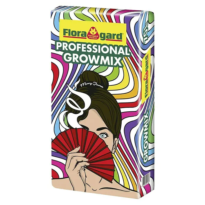 Floragard Pflanzensubstrat Professional Grow Mix - 70 l - Produktabbildung von Flora Gard Professional Growmix, einem hochwertigen Anzuchtmedium für den Gartenbau, mit farbenfrohem Design.