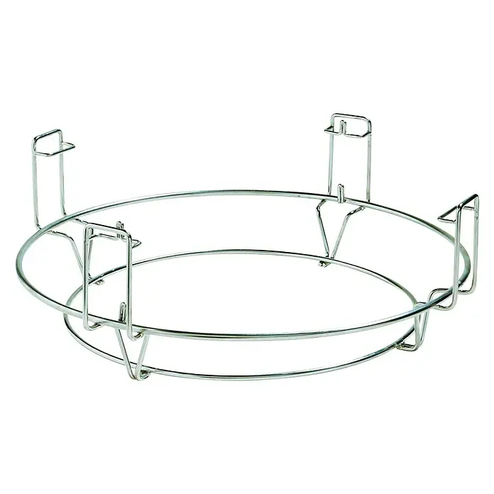 Kamado Joe Grillrosterhöhung - Edelstahl, Passend für: Kamado Joe Holzkohlegrill Classic / Kamado Joe Holzkohlegrill Classic II - Metallständer für den Grill. Das Zubehörteil besteht aus verchromtem Metall, ist rund und hat Halterungen für den Grillrost.