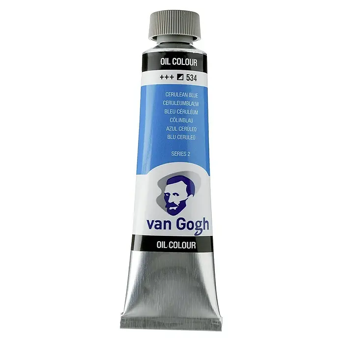 Talens Van Gogh Pintura al óleo - Azul cerúleo, 40 ml, Tubo - Tubo de pintura al óleo Van Gogh en azul cerúleo, código de color 534, Serie 2. Pintura de artista de alta calidad para obras de arte vibrantes.