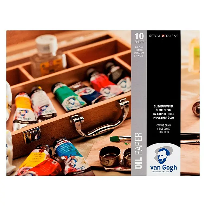 Talens Van Gogh Bloc de papel para acuarela - 240 g/m² - Set de pinturas al óleo Van Gogh y papel de óleo con 10 hojas, ideal para artistas.