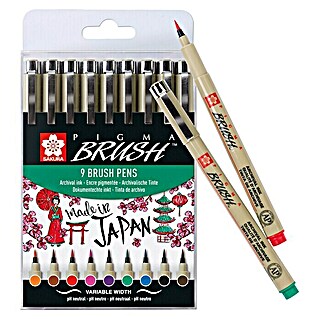 Talens Set de marcadores de efecto lacado Pigma Brush (9 ud., Multicolor)