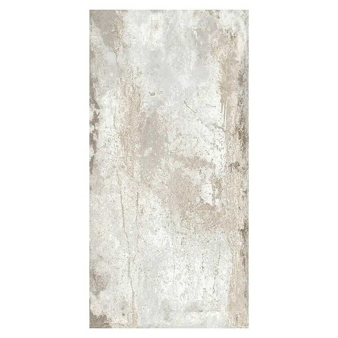 Feinsteinzeugfliese Flatiron - 60 x 120 cm, Weiß, Matt - Strukturierte Wandfliese in Beige und Grau mit rustikalem Charme. Die Fliese besticht durch ihre lebendige, leicht abgenutzte Oberfläche.
