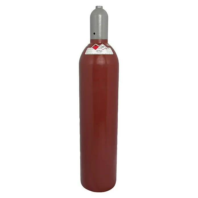 Tyczka Energy Acetylen-Flasche ohne Füllung* - Fassungsvermögen: 20 l - Acetylen-Gasflasche mit Sicherheitsaufklebern in Braun und Grau. Perfekt für Schweißarbeiten und andere industrielle Anwendungen.