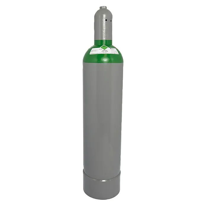 Tyczka Energy Argon-Flasche ohne Füllung* - Fassungsvermögen: 20 l - Graue Gasflasche mit grüner Oberseite und Beschriftung. Ideal für industrielle Anwendungen und Schweißarbeiten.