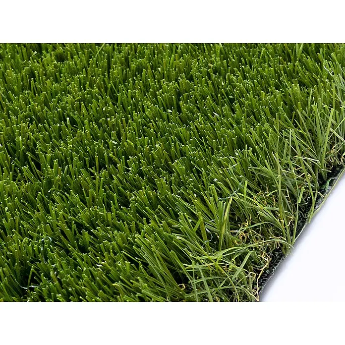 Césped artificial Corfú - 5 x 2 m, Altura del pelo: 35 mm, 23.100 puntadas/m² - Primer plano de césped artificial, que muestra un aspecto natural con fibras verdes densas y textura realista.