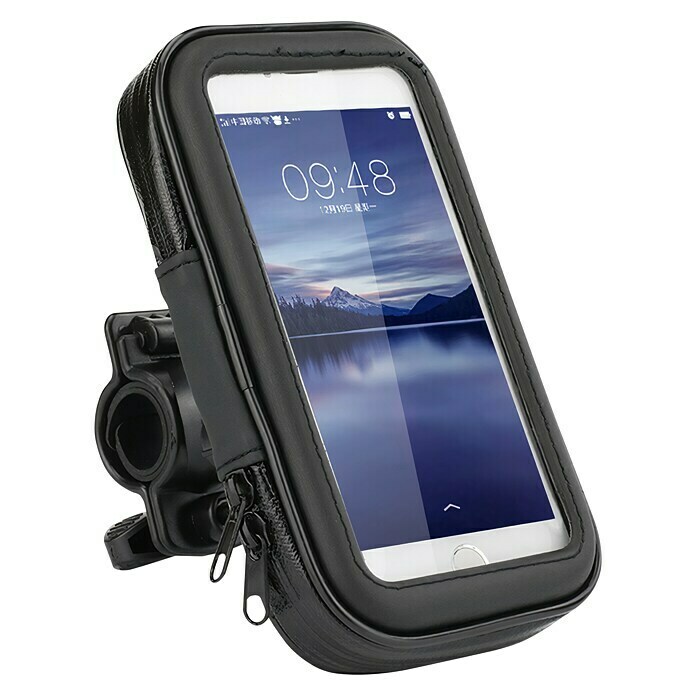 Smartphone-Fahrradhalterung (Reißverschluss, Schwarz, Wasserdicht