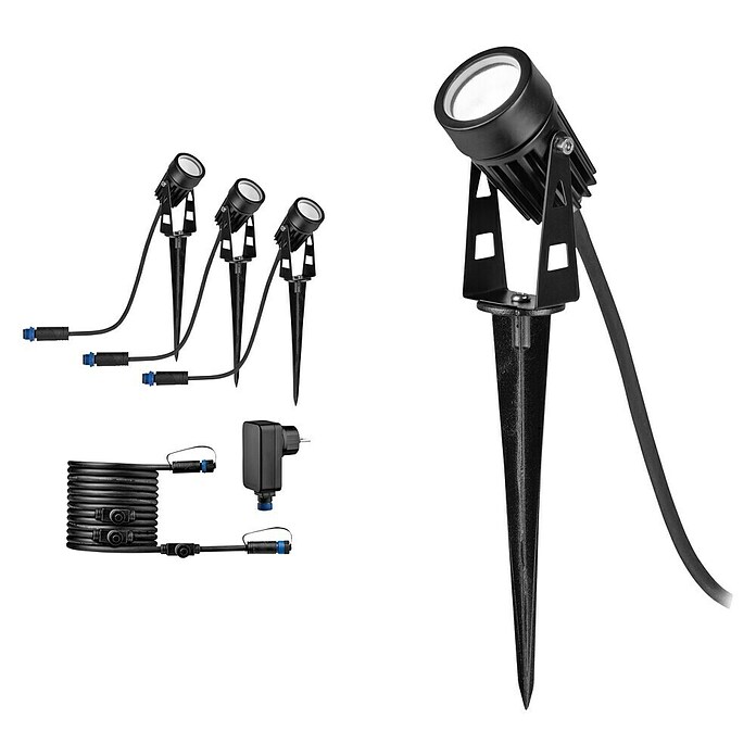 Paulmann Plug & Shine LED-Gartenspot-Set (3 x 2,5 W, 24 V, IP65, Höhe: 90 mm)