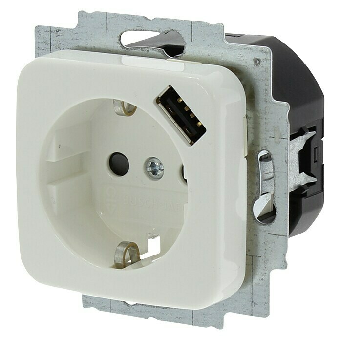plug Familielid Opknappen Busch-Jaeger Reflex SI Wandcontactdoos met USB 1-voudig, met USB ( Stopcontact 1-voudig, Wit) | BAUHAUS