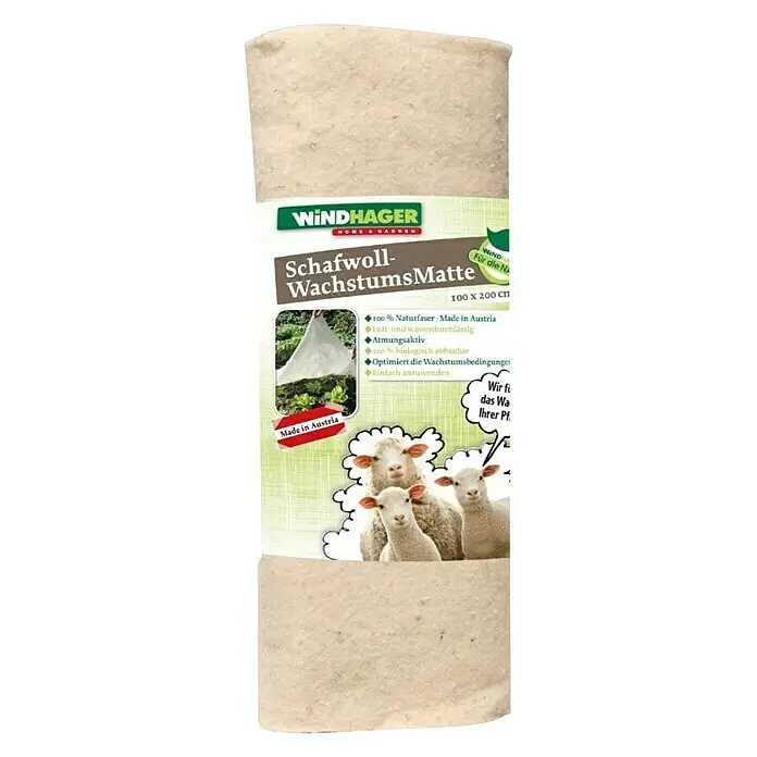 Windhager Kälteschutz Schafwoll-Matte - 2 x 1 m - Vorderansicht