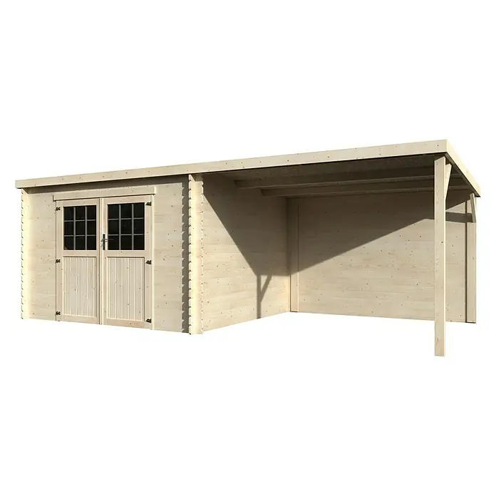 Décor et Jardin Caseta de jardín Eden N1 - Medidas ext. (An x Pr): 610 x 301 cm, Espesor de pared: 28 mm, Blanco - Caseta de jardín de madera con puertas dobles y refugio, ideal para almacenamiento o asientos al aire libre.