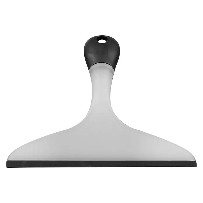 Venus Bad-& Duschabzieher Squeegee - Schwarz, Kunststoff - Hier ist ein Fensterabzieher mit einem schwarzen Griff und einem grauen Kopf mit einer schwarzen Gummilippe für streifenfreies Trocknen.