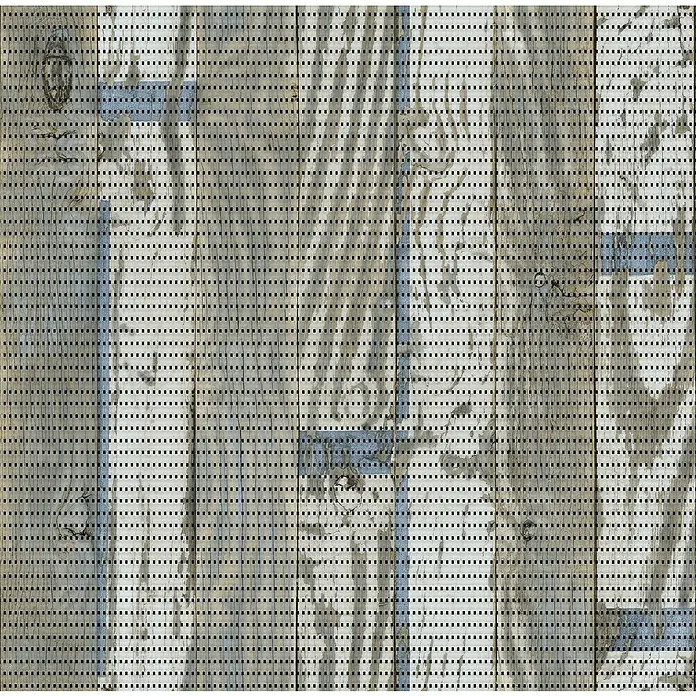 D-c-fix Bodenmatte Meterware Floor Comfort - Beach Wood, Breite: 65 cm - Nahaufnahme einer strukturierten Holzoberfläche mit einem feinen Punktmuster, das dem Material Tiefe und eine moderne Ästhetik verleiht.