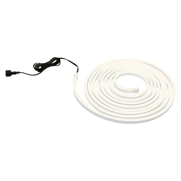 Paulmann LED-Band Simpled OutdoorLänge: 5 m, Lichtfarbe: Warmweiß, 20 W, 2.100 lm - Weiße LED-Lichtleiste aufgerollt mit schwarzem Stromkabel und Stecker für den Innenbereich. Perfekt für Ambiente-Beleuchtung.