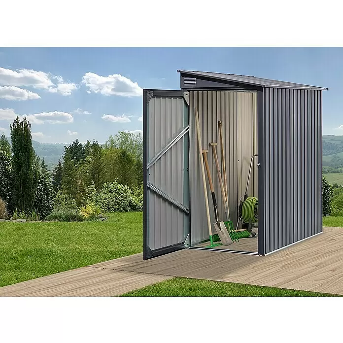 Floraworld Gerätehaus - Außenmaß inkl. Dachüberstand (B x T): 103 x 172 cm, Stahl - Stimmungsaufnahme