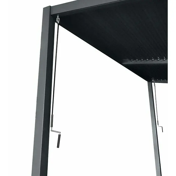 Floraworld Pergola - L x T: 400 x 310 cm - Detailaufnahme einer modernen Pergola mit verstellbaren Lamellen für optimalen Sonnenschutz und stilvolles Design.