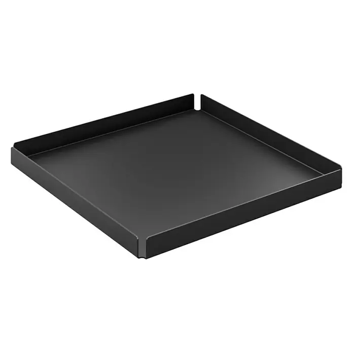 Zack Tablett Potes - 20 x 20 x 2 cm, Edelstahl, Schwarz - Hier ist ein schwarzes, quadratisches Serviertablett mit erhöhten Kanten, perfekt für stilvolles Servieren.