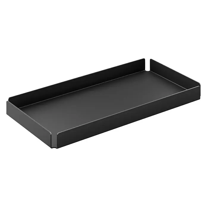 Zack Tablett Potes - 10 x 20 x 2 cm, Edelstahl, Schwarz - Schwarze rechteckige Schale mit niedrigem Rand, ideal zur Aufbewahrung von Gegenständen und zur Organisation von Oberflächen. Minimalistisches Design.