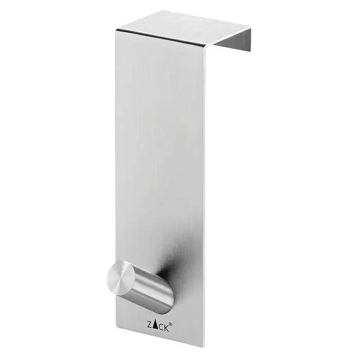 Zack Türhaken Exit für Türfalzstärken von bis zu 41 mm - Stärke: 41 mm, Stahl, Silber - Edler ZACK Türhänger aus gebürstetem Edelstahl mit einem minimalistischen Haken, ideal für Bad und Garderobe. Praktisch und stilvoll.
