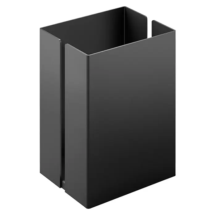 Zack Utensilienbox Potes - Edelstahl, Schwarz - Schwarzer, offener Stifteköcher aus Metall für Bürobedarf. Das schlanke, moderne Design passt perfekt auf jeden Schreibtisch.