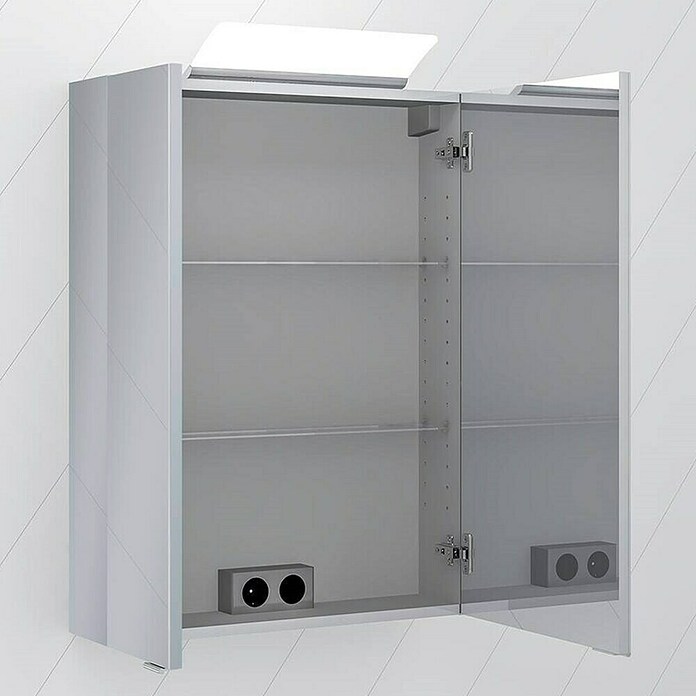 Riva LED-Spiegelschrank (B x H: 70 x 80 cm, Mit Beleuchtung, Spanplatte, Farblos)