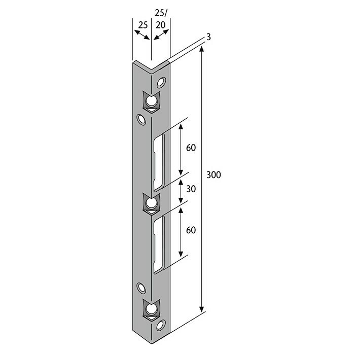 Abus Schließblech SSB 400 (25 x 25 x 300 mm)