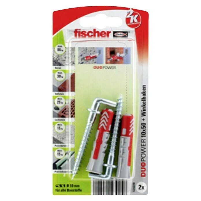 Fischer Duopower Dübel-Set 10x50 WHLänge Dübel: 50 mm, 2 Stk. Front View