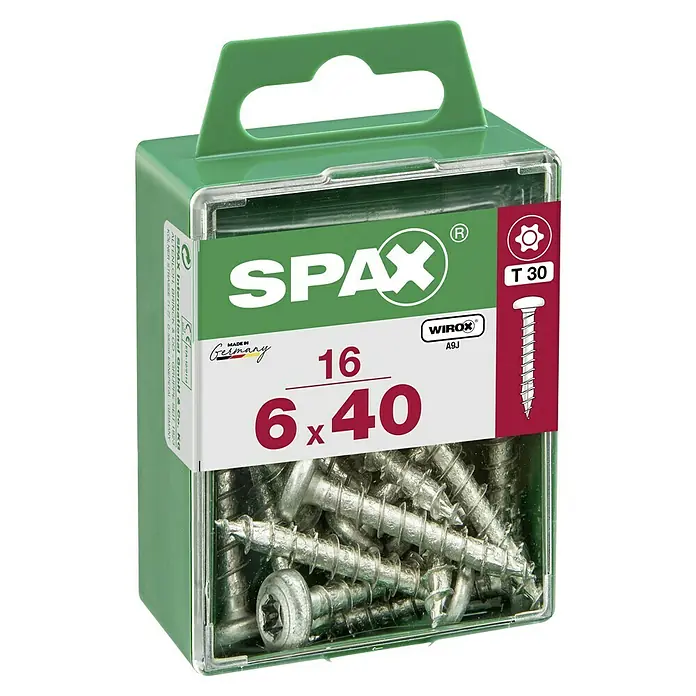 Spax Halbrundkopfschraube6 x 40 mm, Verzinkt, 16 Stk., TX für TORX-Antriebe