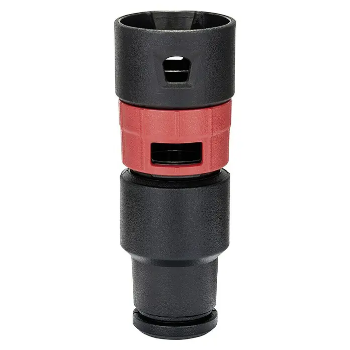 Bosch Schlauchmuffe - Durchmesser: 22 mm - Detailaufnahme eines schwarzen und roten Steckverbinders, der für eine sichere und zuverlässige Verbindung in verschiedenen Anwendungen sorgt.