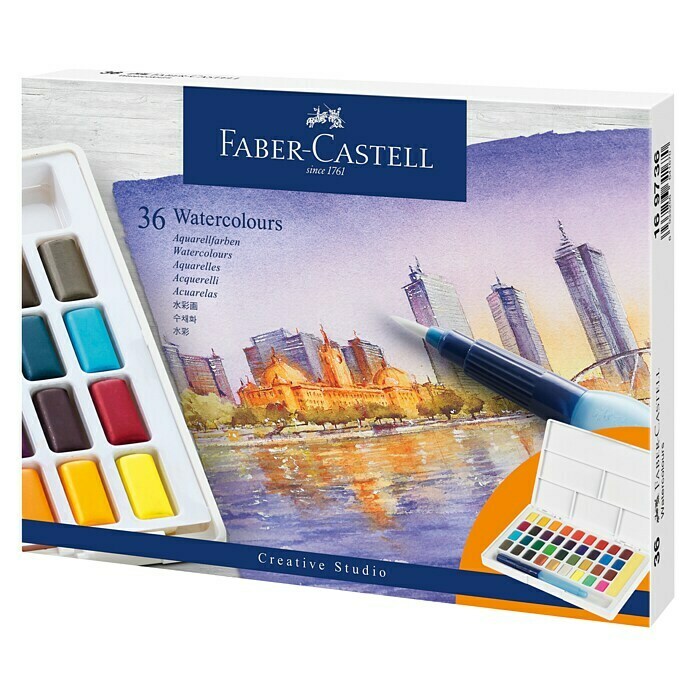 Faber-Castell Aquarellfarben-Set36 Stk., Malkasten Front View