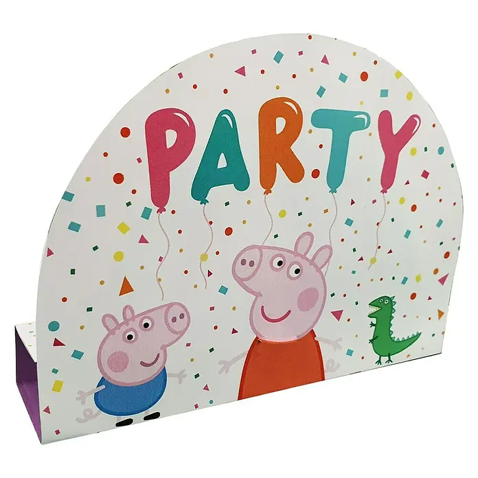 Einladungskarte - 15 x 21 cm, Peppa Pig, 8 Stk. - Party-Deko mit Peppa Pig-Motiv. Bunte Partydekoration mit Peppa Pig, Schorsch und einem Dinosaurier, ideal für Kindergeburtstage.