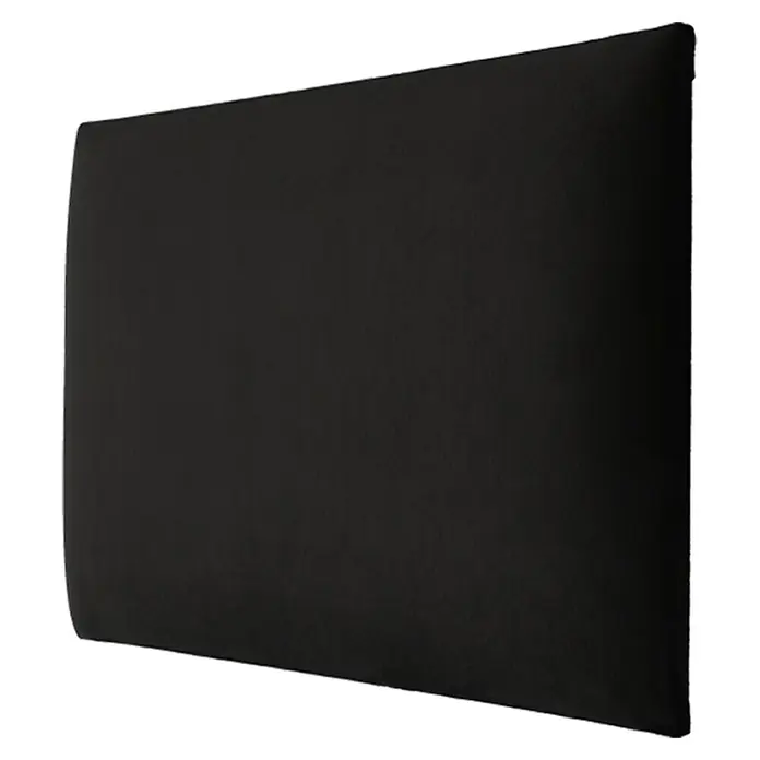 Fllow Set de paneles de pared acolchados Set Velvet A3 - 300 x 120 cm, Negro - Primer plano de un panel acústico negro rectangular con finos detalles blancos en el borde, diseñado para la absorción de sonido y la acústica de la sala.