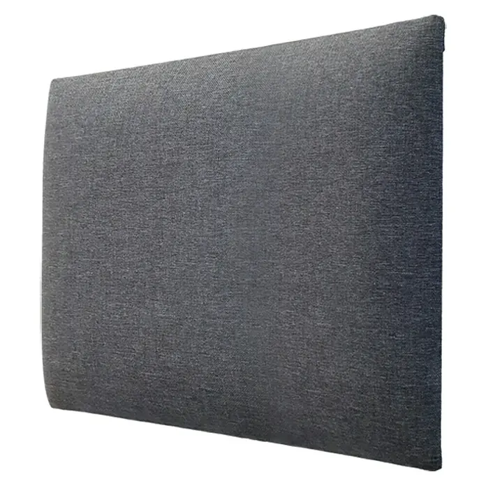 Fllow Set de paneles de pared acolchados Set Inari A2 - 300 x 120 cm, Gris - Primer plano de un panel de pared que absorbe el sonido cubierto con tela gris oscuro, perfecto para mejorar la acústica.