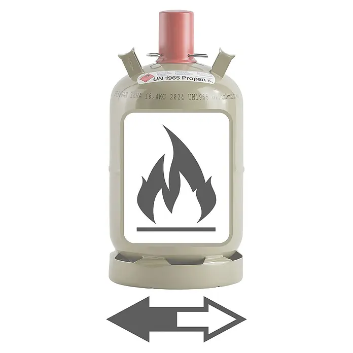 Hoyer Propangas-Füllung - Passend für: Hoyer Gas-Eigentumsflaschen, 11 kg - Propangasflasche mit Gefahrensymbol für hochentzündliche Stoffe.