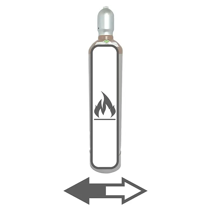 Tyczka Energy Ballongas-Füllung - Passend für: Tyczka Energy Ballongas-Flaschen, 20 l - Brennbares Gas in einem Druckbehälter mit Pfeilen, die die Richtung anzeigen. Vorsicht beim Umgang mit dem Gasbehälter!
