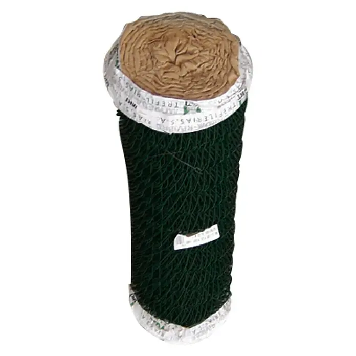 Malla metálica Simple Torsión - L x Al: 25 x 1 m, Espesor de material: 2,4 mm, Alambre de acero, Verde oscuro - Imagen de un rollo de tela metálica verde para gallinero, envuelto con una banda de papel.
