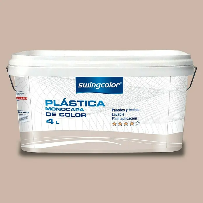swingcolor Pintura para paredes - Lino, Mate, 4 l - Bote de pintura plástica monocapa Swingcolor, 4L, para paredes y techos, lavable y fácil aplicación, ideal para interiores.