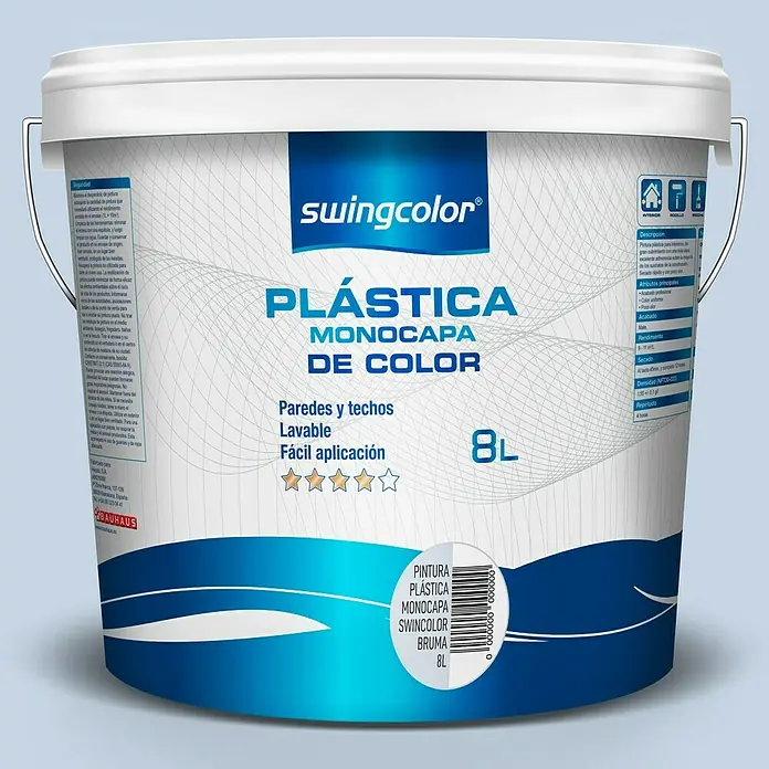 swingcolor Pintura para paredes - Gris Bruma, Mate, 8 l - Cubo de pintura Swingcolor Plástica Monocapa.