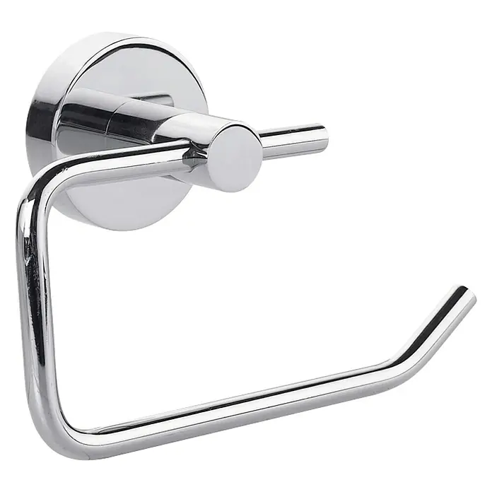 Tesa Smooz Toilettenpapierhalter - Ohne Deckel, Chrom, Glänzend - Chromfarbener Papierrollenhalter zur Wandmontage für Badezimmer mit moderner Optik zur einfachen Installation und Nutzung.