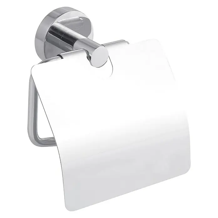 Tesa Smooz Toilettenpapierhalter - Mit Deckel, Chrom, Glänzend - Ein glänzender, verchromter Toilettenpapierhalter mit Deckel, der Badezimmern einen Hauch von Eleganz verleiht.