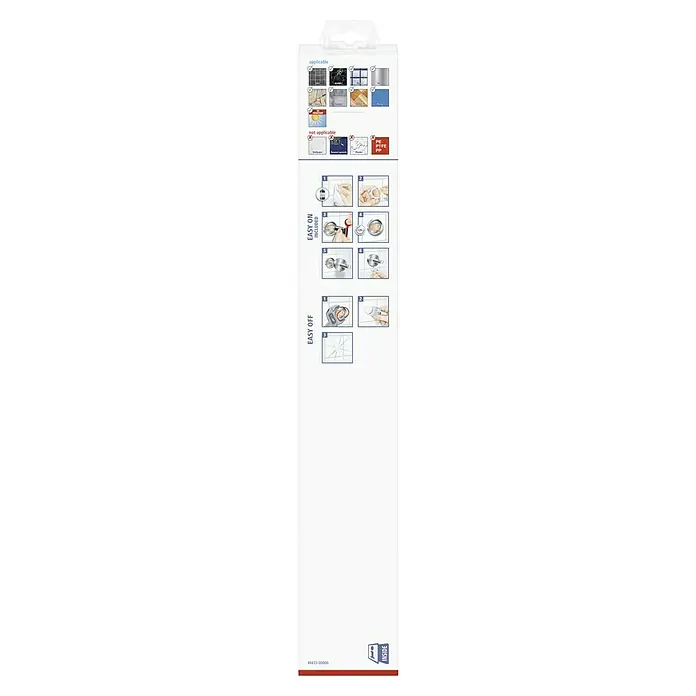 Tesa Elegaant Handtuchhalter - Metall, Verchromt - Abbildung der Montage- und Demontageanleitung für ein Produkt, das auf verschiedenen Oberflächen angebracht werden kann.