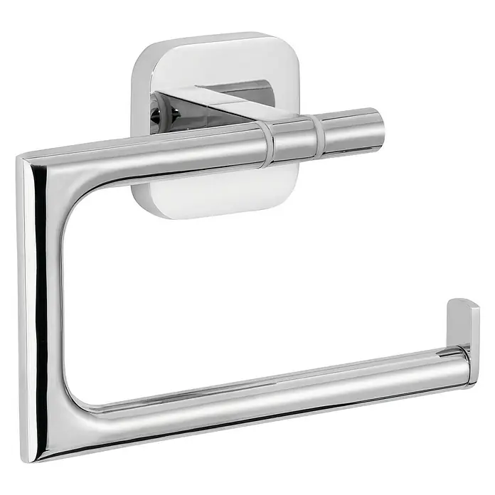 Tesa Elegaant Toilettenpapierhalter - Ohne Deckel, Chrom, Glänzend - Foto eines verchromten Toilettenpapierhalters mit quadratischer Halterung. Das moderne Design sorgt für einen eleganten Look im Bad.