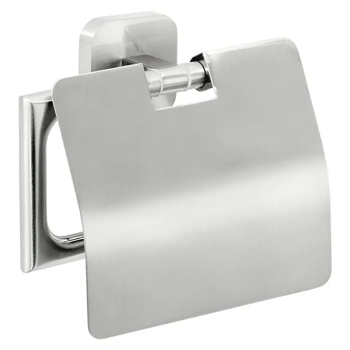 Tesa Esteetic Toilettenpapierhalter - Mit Deckel, Edelstahl, Verchromt - Ein silberner Toilettenpapierhalter mit Deckel, der eine hygienische und elegante Lösung für jedes Badezimmer bietet.