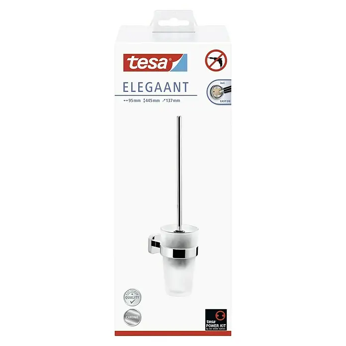 Tesa Elegaant WC-Bürstengarnitur - Glas, Verchromt - Die Tesa Elegaant WC-Garnitur mit ihrem eleganten Chrom-Design ist eine stilvolle Ergänzung für jedes Badezimmer und lässt sich leicht montieren.